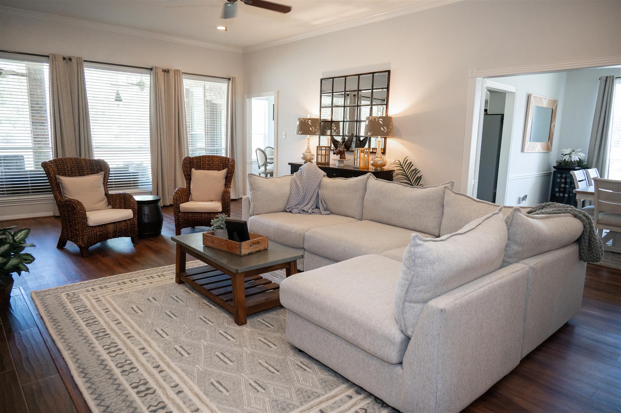 77 Panorama Drive Conroe, TX 77304 - Photo 12 of 49 a living room with furniture and a wooden floor