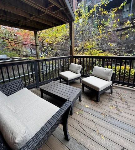 a view of a patio on the roof deck