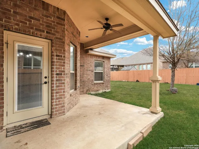 a view of a porch with a backyard