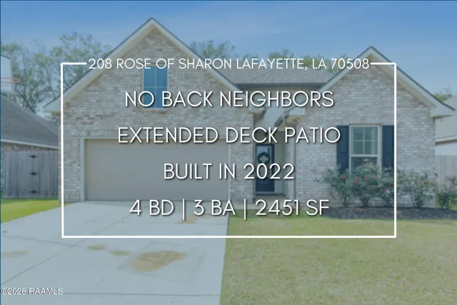$320,000 | 208 Rose Of Sharon Lane, Lafayette, LA 70508