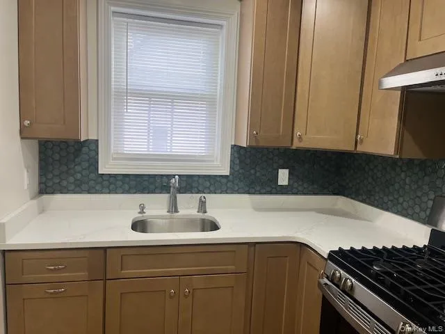 a kitchen with a sink and cabinets