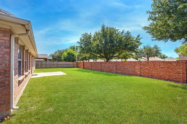 a view of yard with trampoline