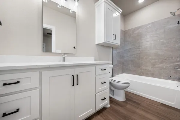 a view of small space with wooden floor