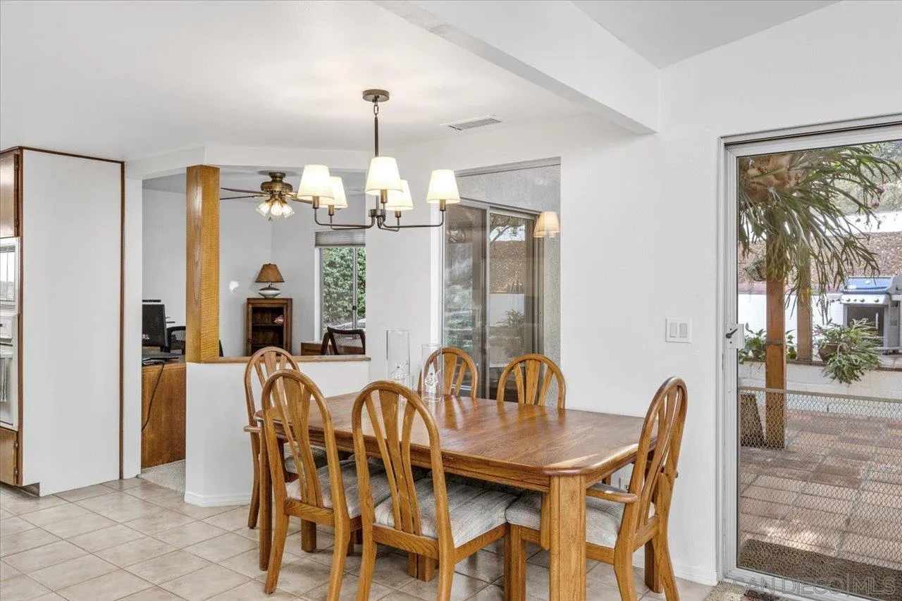 16109 Watt Way Ramona, CA 92065 - Photo 15 of 51 a view of a dining room with furniture wooden floor and chandelier