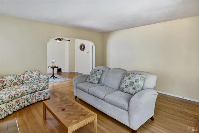 a living room with furniture and a couch