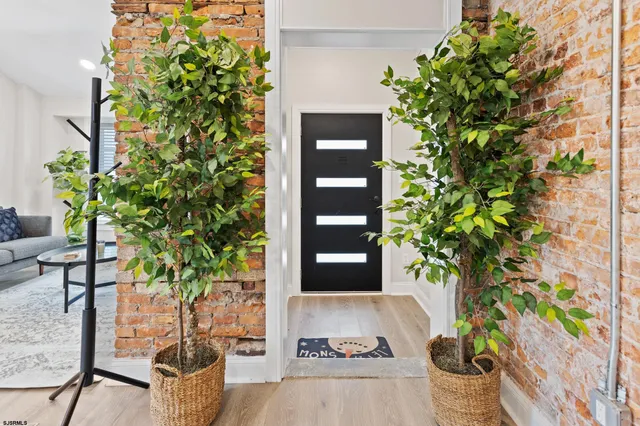 a potted plant sitting in front of a house