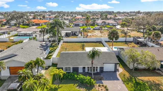 a view of a city with lawn chairs
