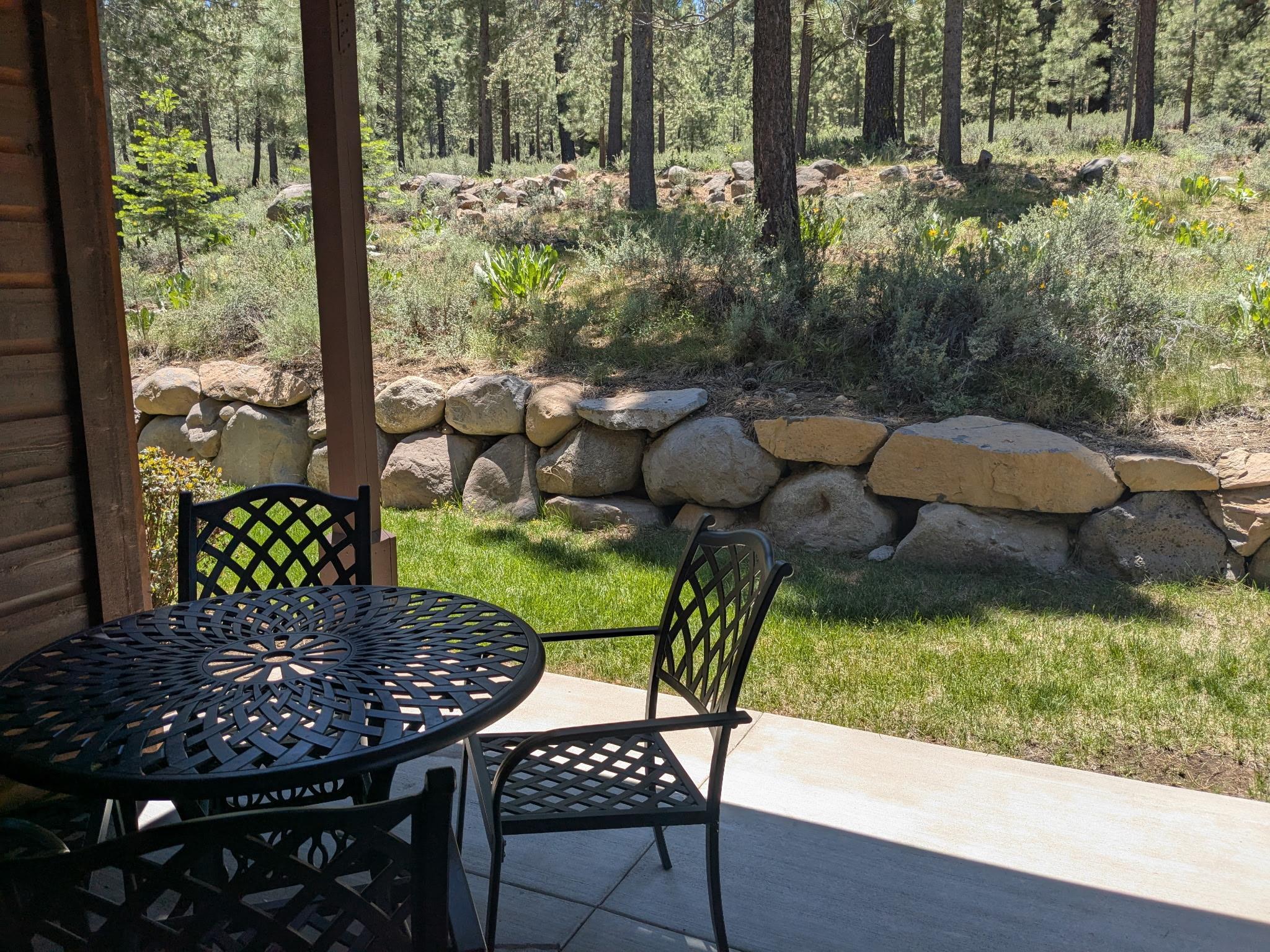 11541 Dolomite Way, Unit 3 Truckee, CA 96161 - Photo 13 of 28 a backyard of a house with lots of green space and outdoor seating