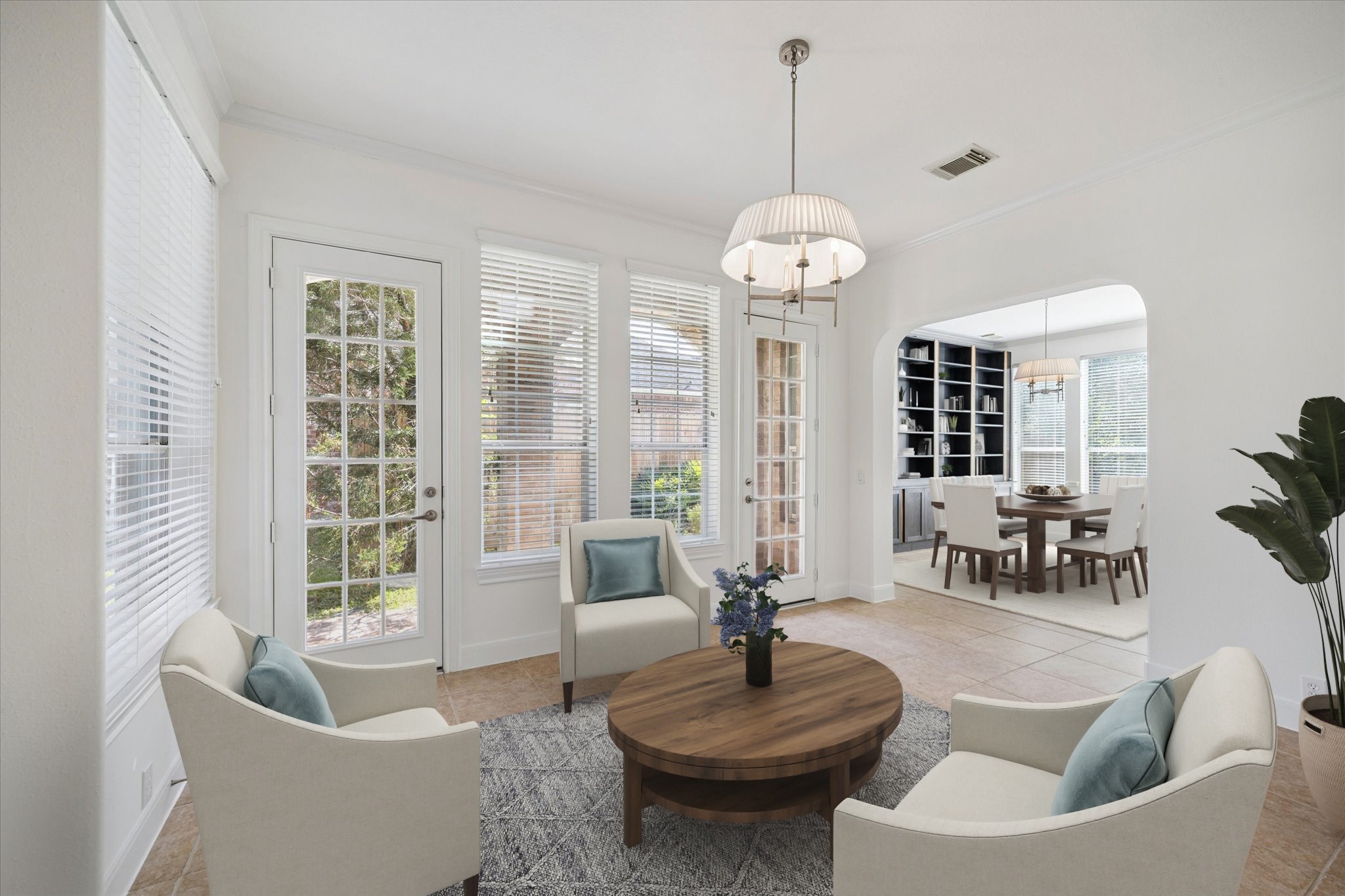 7211 Diamond Falls Lane Spring, TX 77389 - Photo 6 of 29 Light-filled Living or Dining area with yard access through double French doors. This picture is virtually staged.