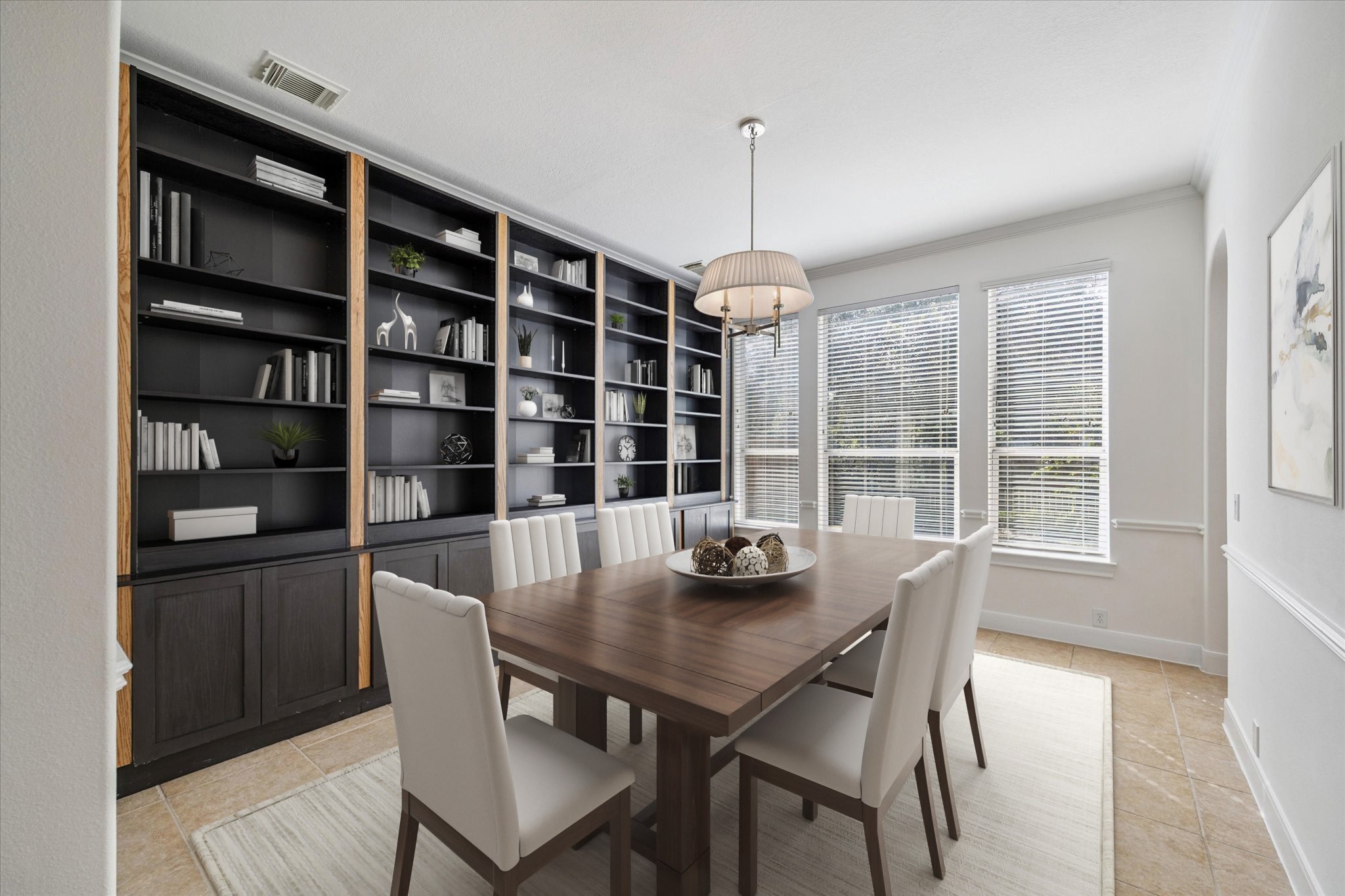 7211 Diamond Falls Lane Spring, TX 77389 - Photo 8 of 29 Spacious Ding Room or Library with full wall of custom built-in shelving. This picture is virtually staged.