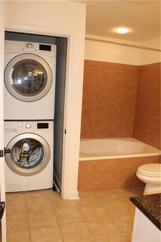 a bathroom with a toilet and a bathtub