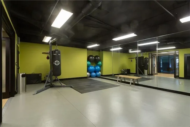 a view of a room with gym equipment