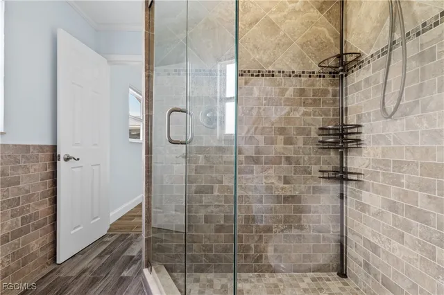 a bathroom with a shower
