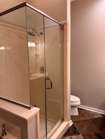 a bathroom with a bathtub