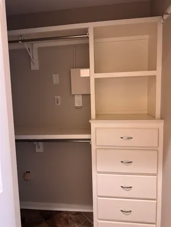 a close up view of racks on the wall