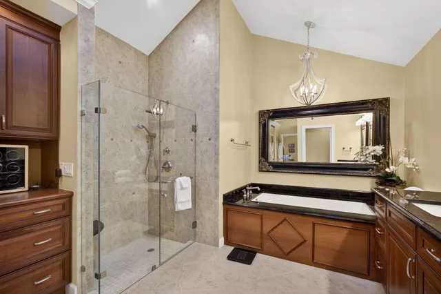 a view of a lake with a city