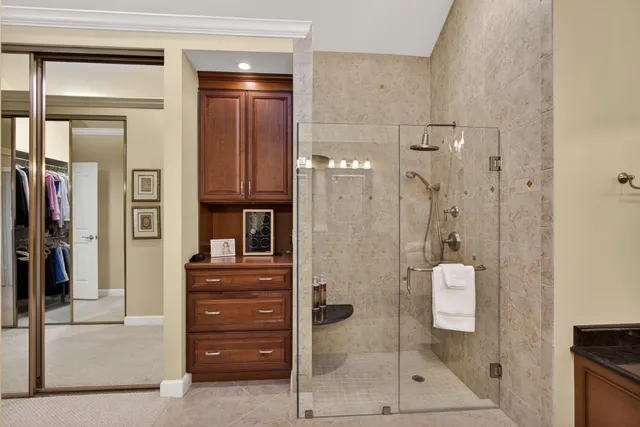 an aerial view of a house with a garden