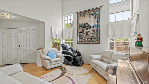 a living room with furniture