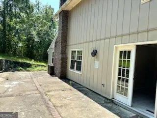a view of backyard with plants and large tree