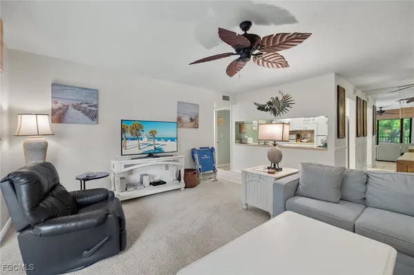 a living room with furniture
