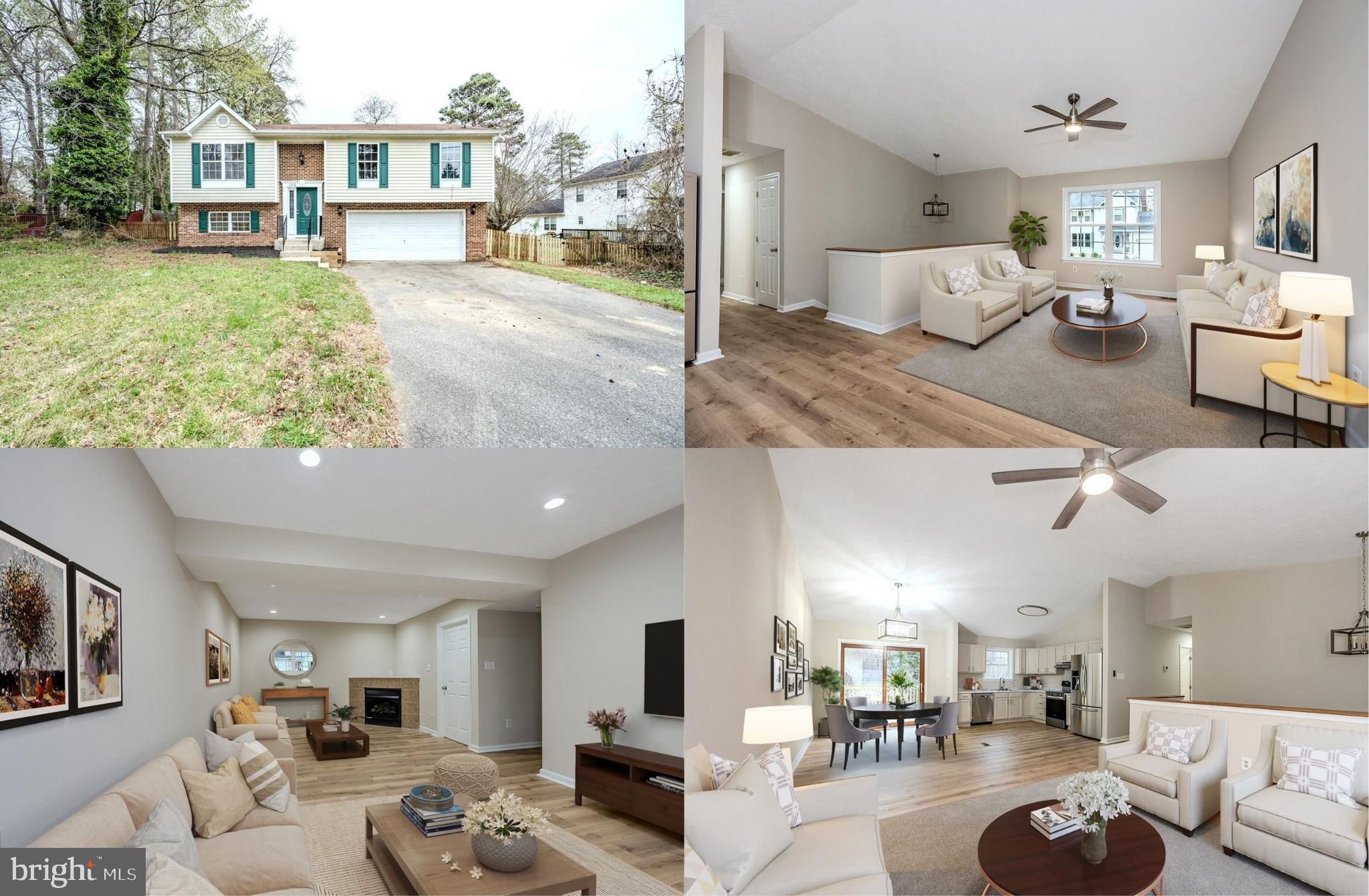 a living room with furniture and a dining table with kitchen view