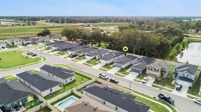 a view of a lake with a city