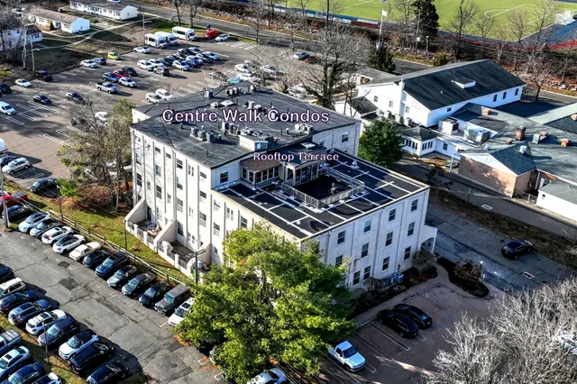 a city view with tall buildings