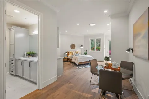 a view of an outdoor space with furniture