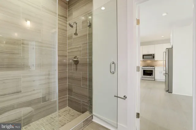 a bathroom with a shower