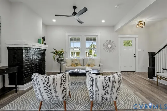 a living room with furniture