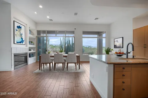 an aerial view of a house with a outdoor space