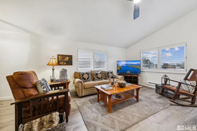a living room with furniture a rug and a fireplace