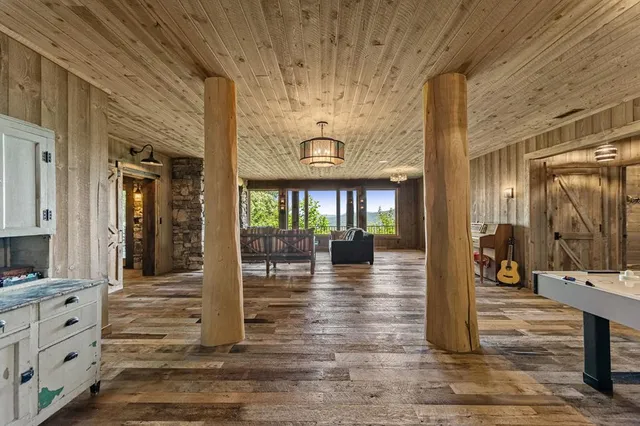 a view of a small yard from a balcony