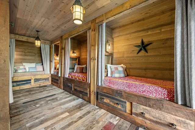 a view of a city with lush green forest