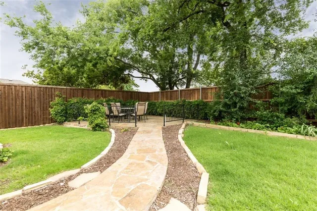 a view of a backyard with a garden