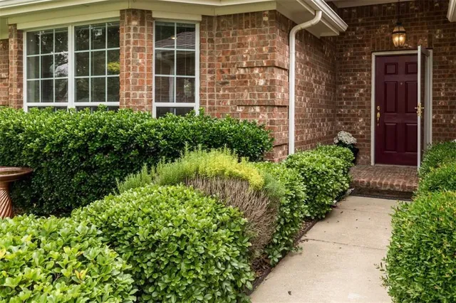 a view of a garden with pathway