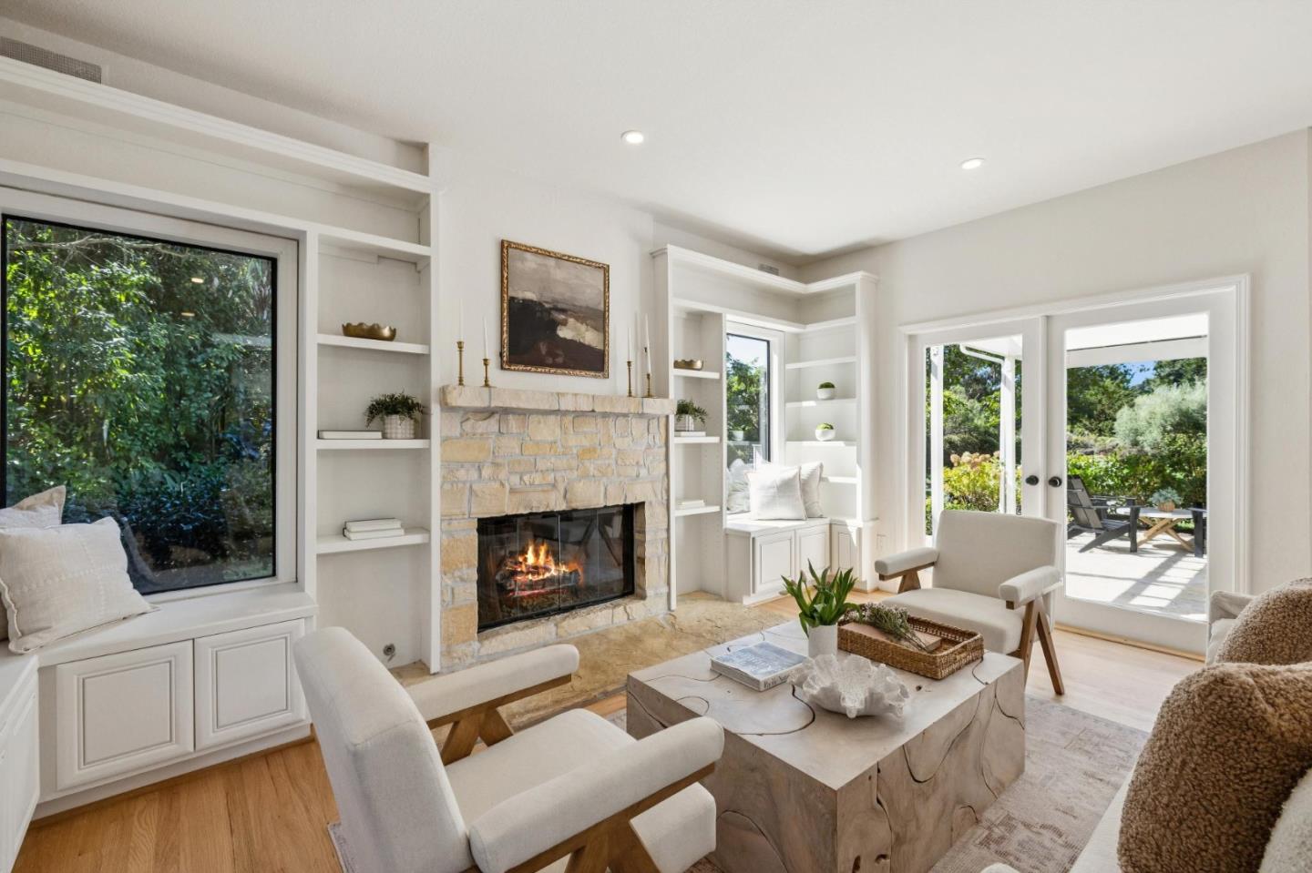 5700 Carmel Valley Road Carmel, CA 93923 - Photo 21 of 66 a living room with furniture a fireplace and a large window