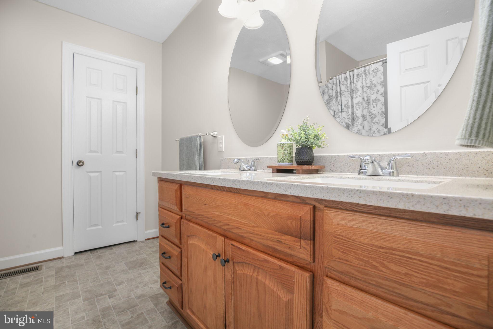 33 Austin Way Bumpass, VA 23024 - Photo 10 of 55 a bathroom with a double vanity sink and a mirror