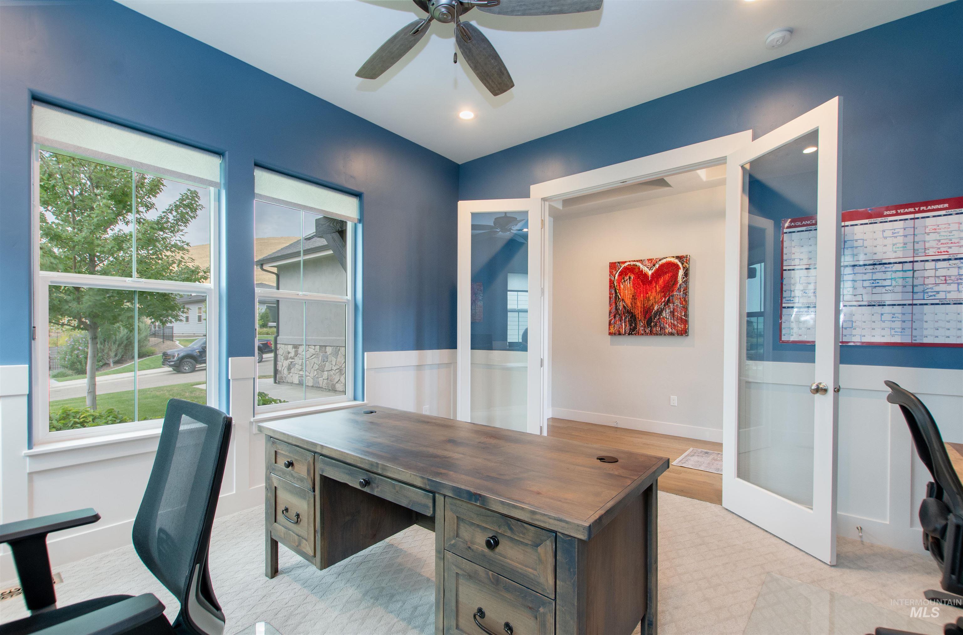 2400 South Trapper Place Boise, ID 83716 - Photo 21 of 50 Office space with french doors, healthy amount of natural light, light colored carpet, and recessed lighting