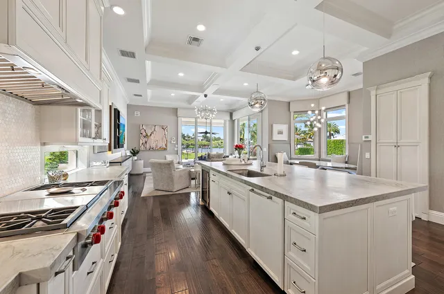 a view of a park with palm trees