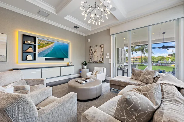 a view of building with lake and ocean view