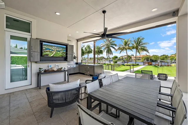 a front view of building with yard