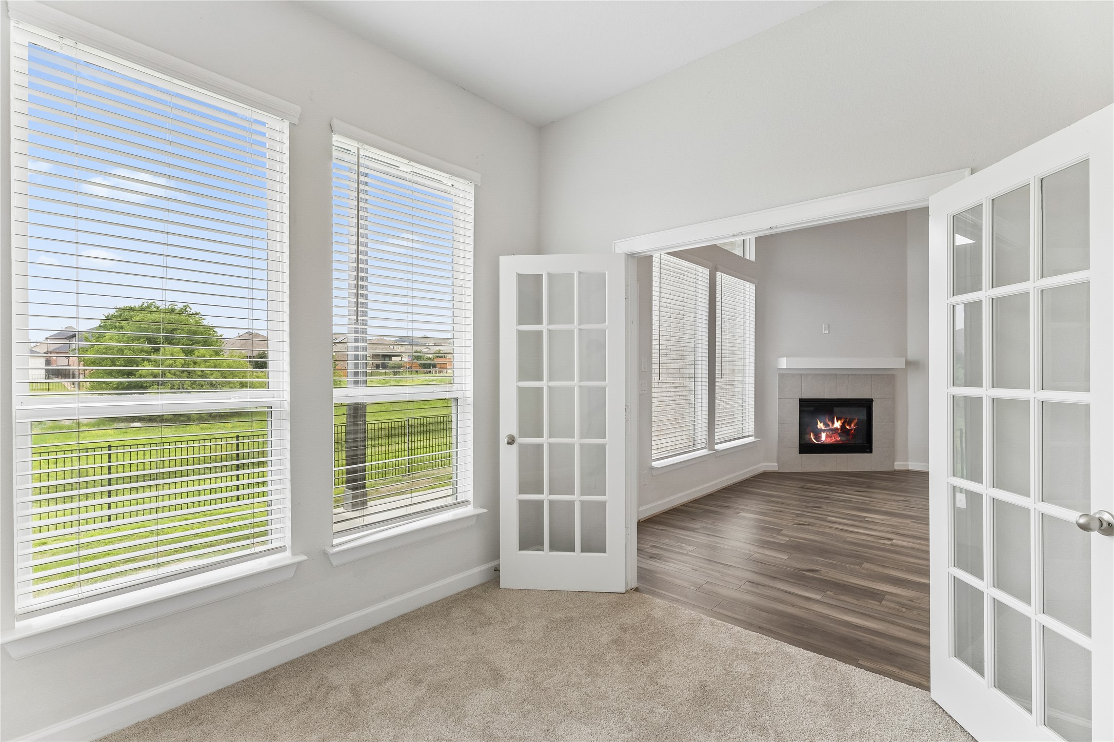 298 Wild Pecan Loop Buda, TX 78610 - Photo 15 of 40 a view of an empty room with a window and fire place