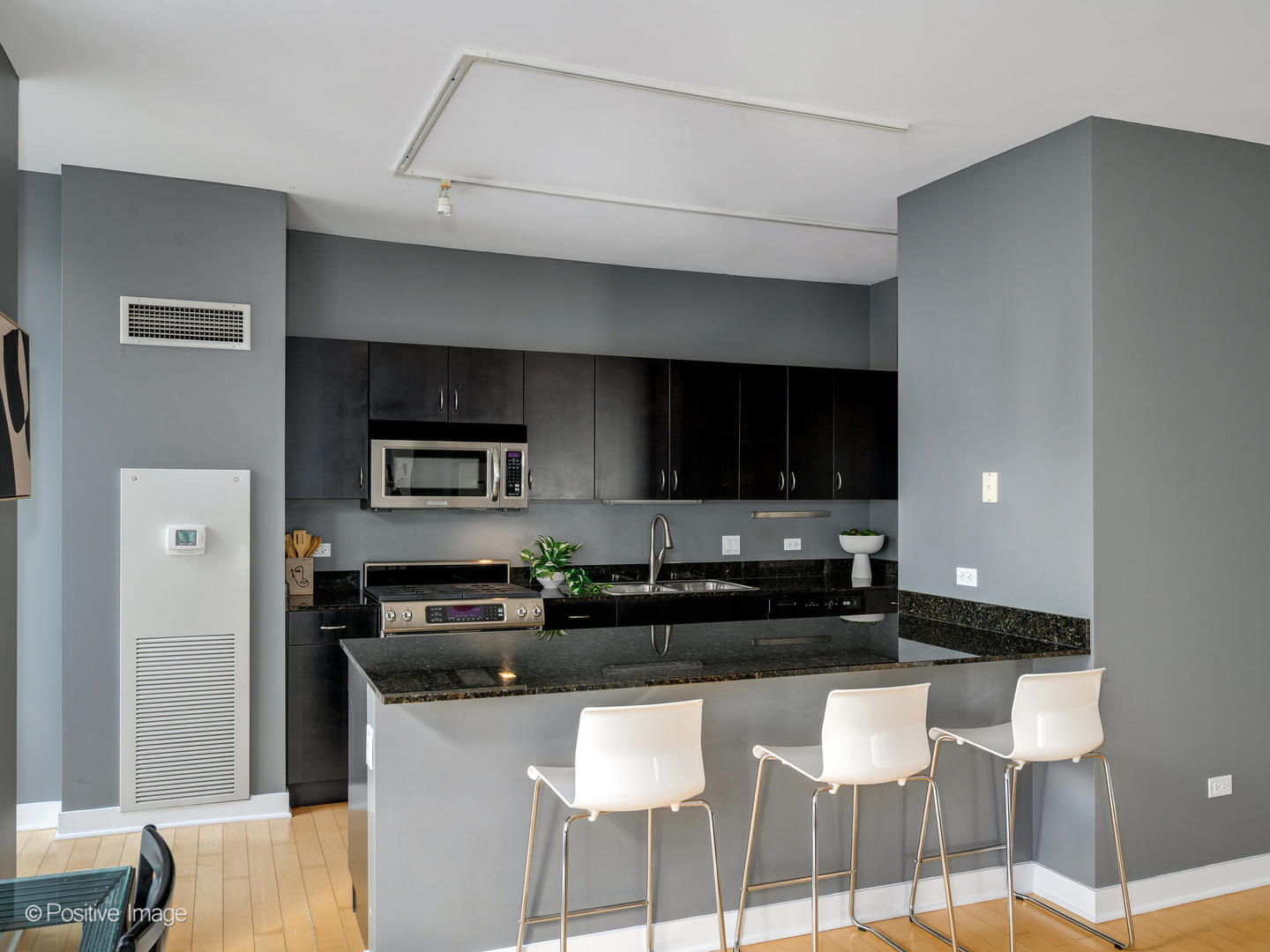 8 East Randolph Street, Unit 1208 Chicago, IL 60601 - Photo 8 of 27 a kitchen with a sink and chairs