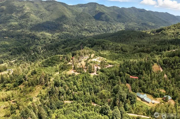 a view of a mountain range with lush green forest