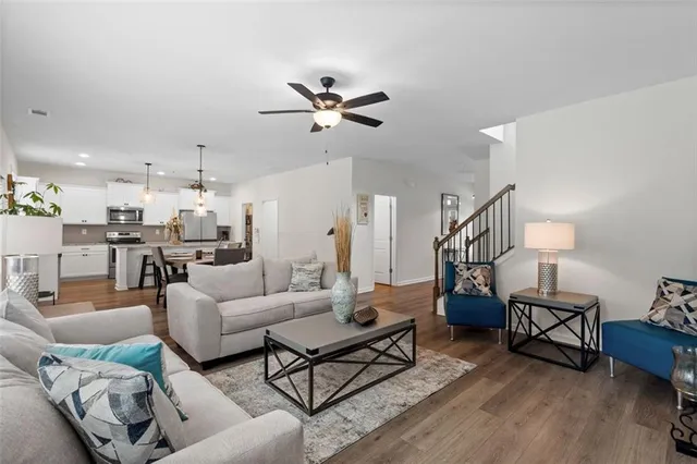 a living room with furniture