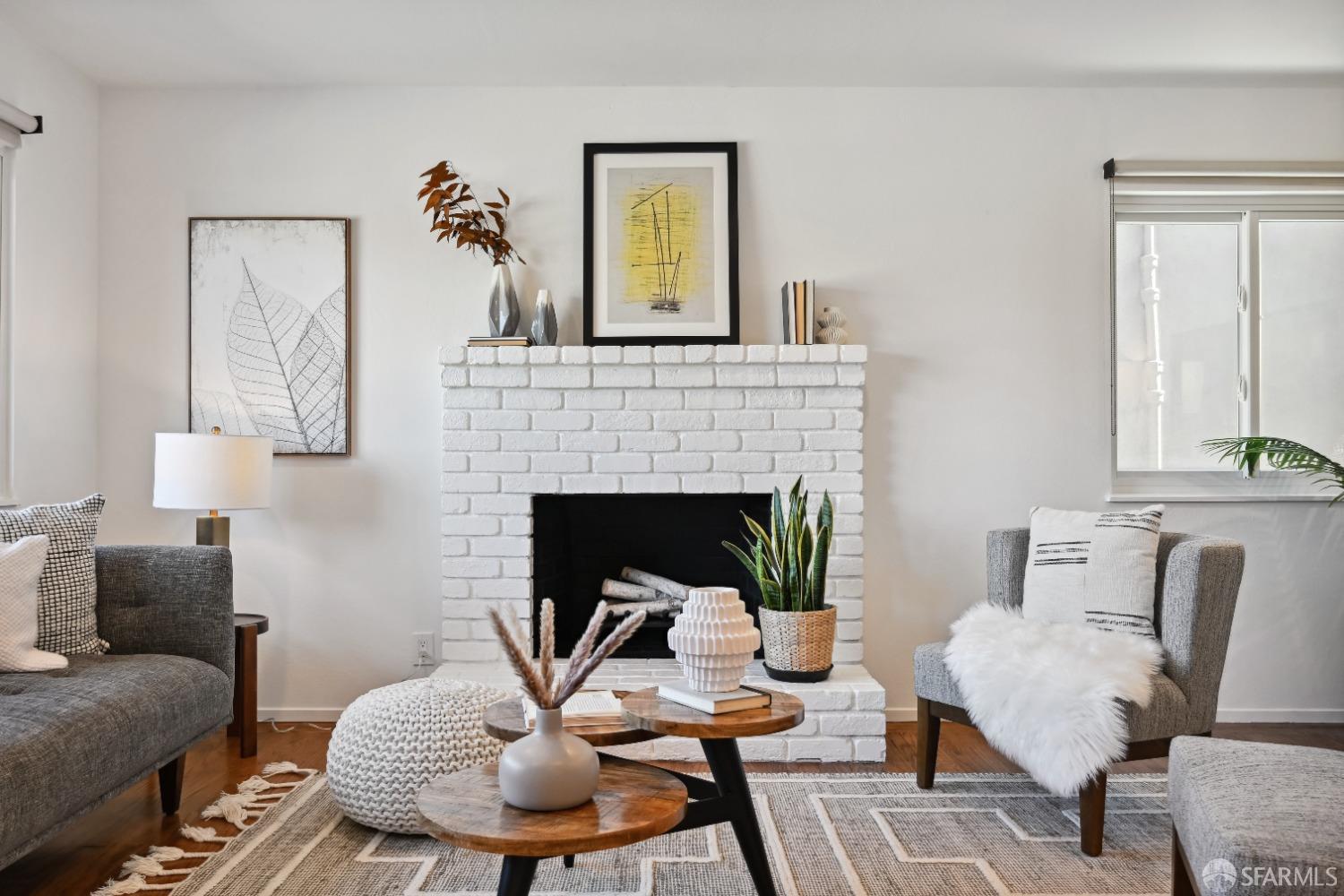 1208 Peach Street Alameda, CA 94501 - Photo 5 of 31 a living room with furniture and a fireplace