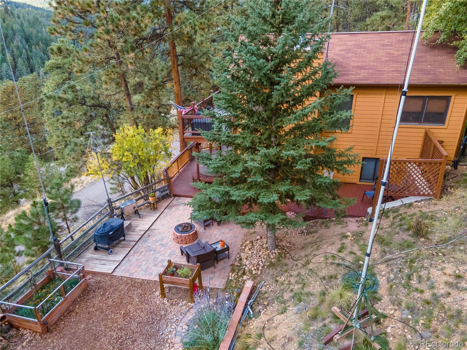 32947 Little Cub Road Evergreen, CO 80439 - Photo 3 of 37 an aerial view of a house with garden space and street view
