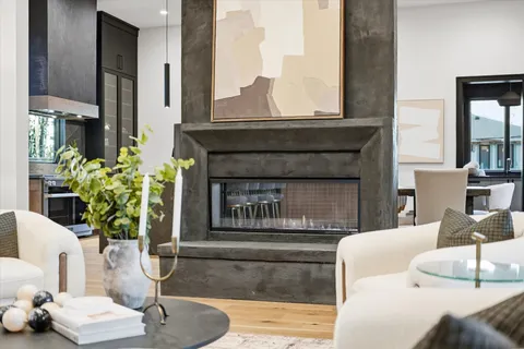 a bathroom with a sink vanity and a mirror
