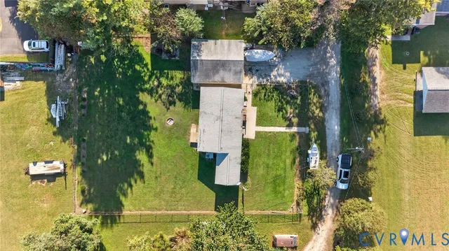 an aerial view of a garden